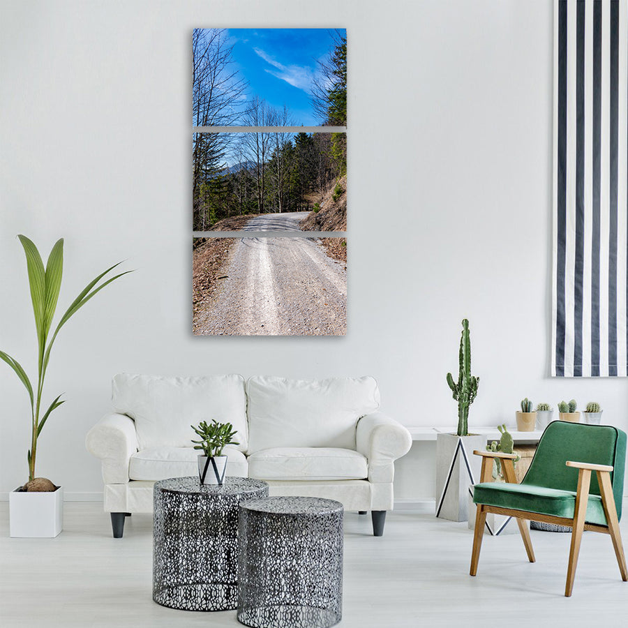 mountains alpine sky away road Vertical Canvas Wall Art