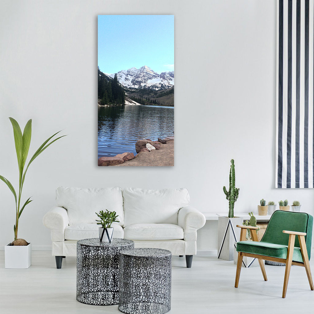 mountains maroon bells colorado Vertical Canvas Wall Art