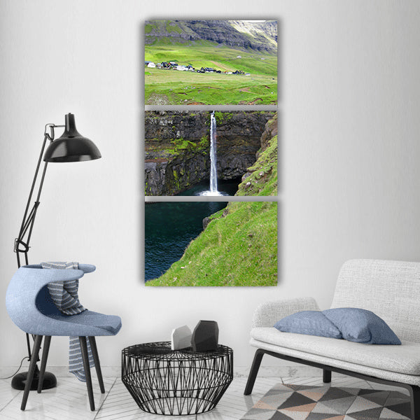 Mulafossur gásadalur gasadalur Vertical Canvas Wall Art