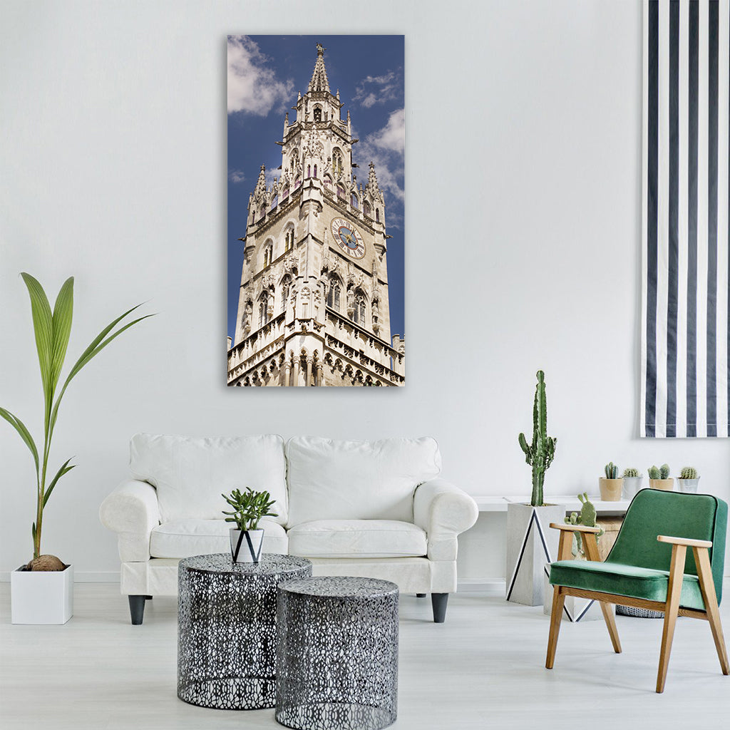 munich church clock tower landmark Vertical Canvas Wall Art