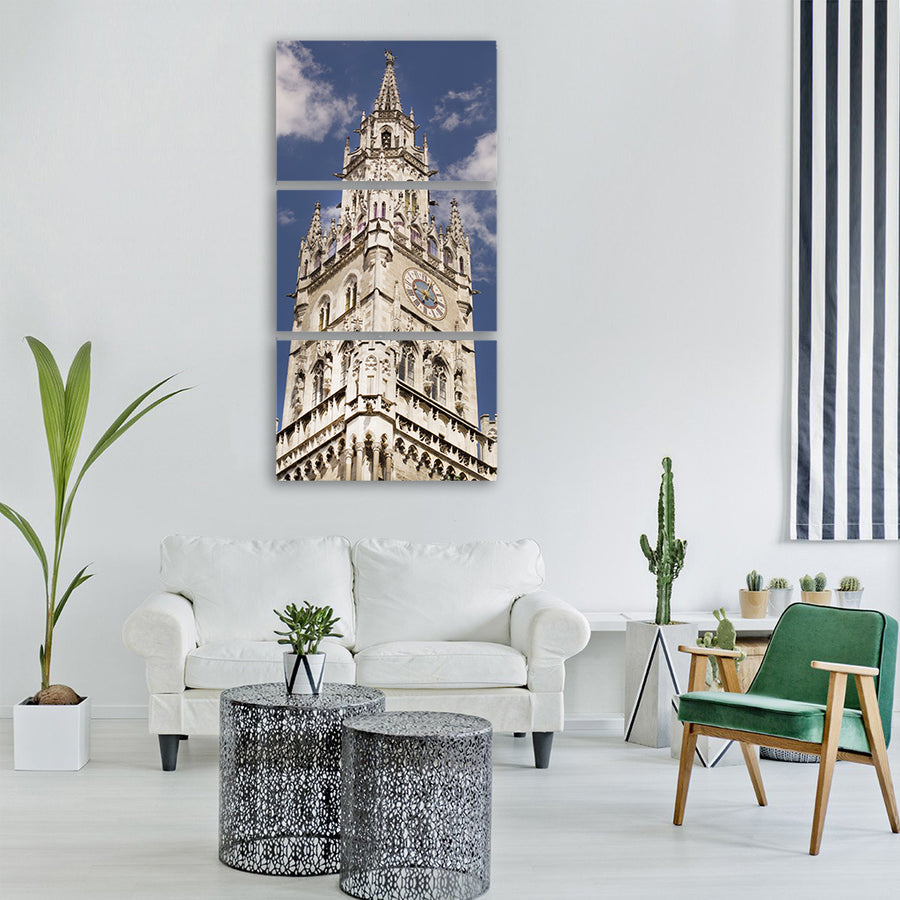 munich church clock tower landmark Vertical Canvas Wall Art