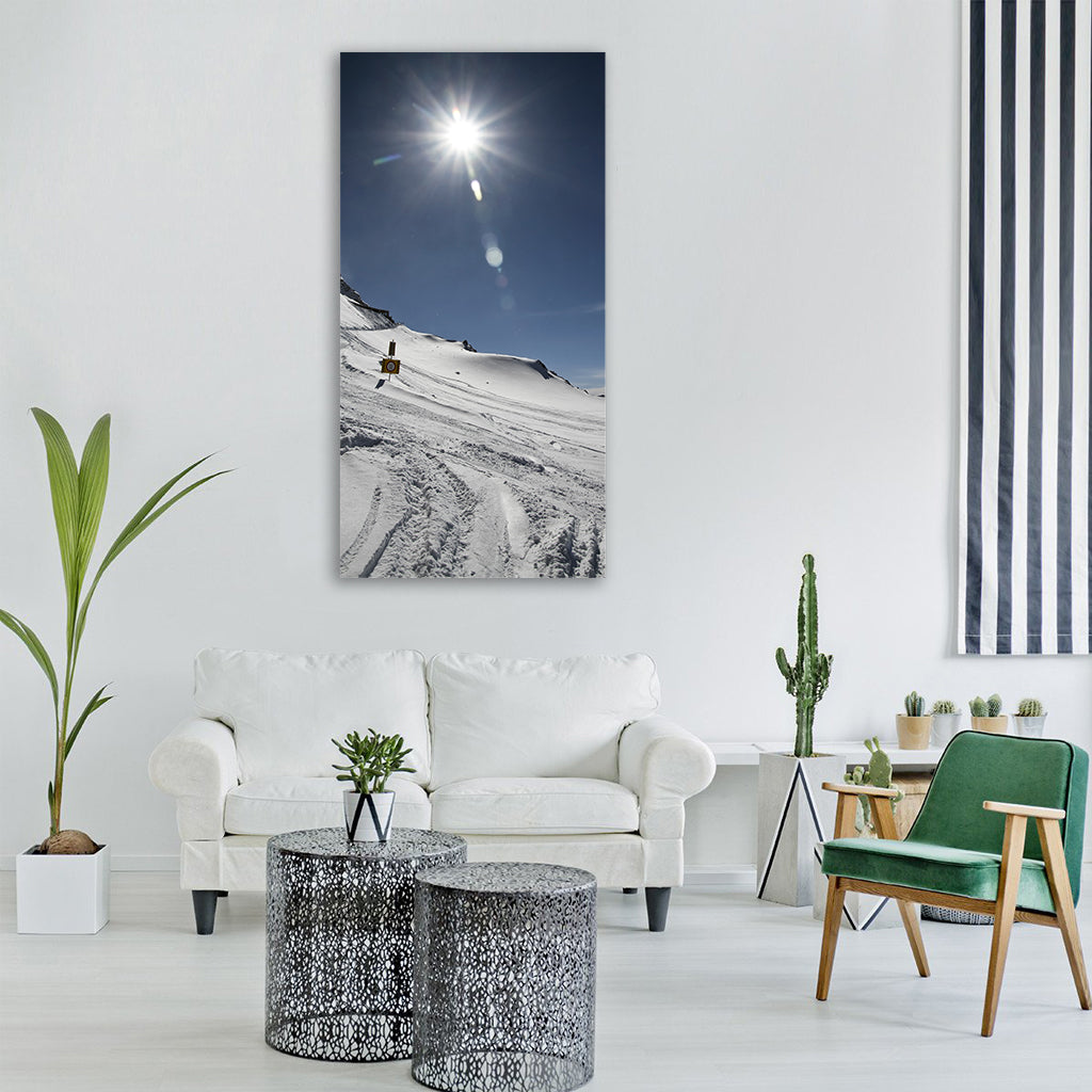 nature mountains winter snow Vertical Canvas Wall Art