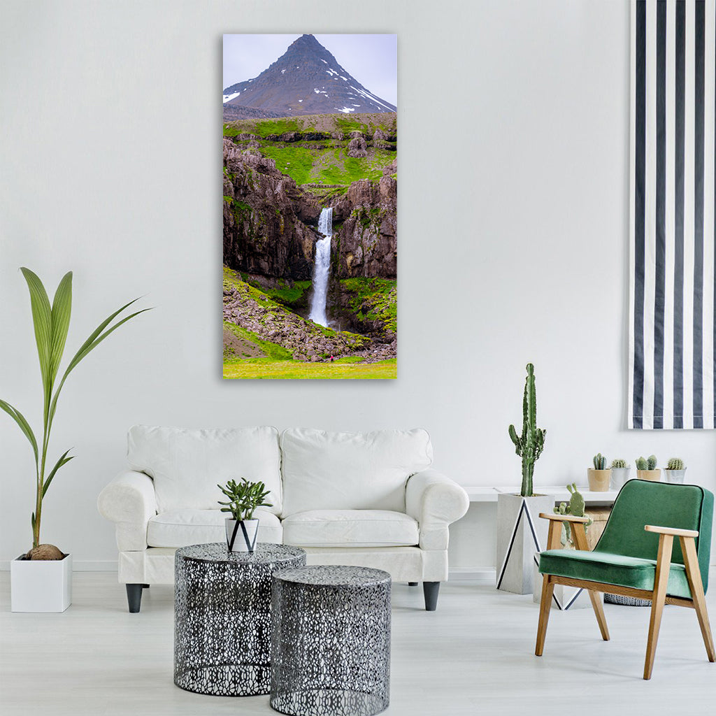 nature green grass mountain trek Vertical Canvas Wall Art