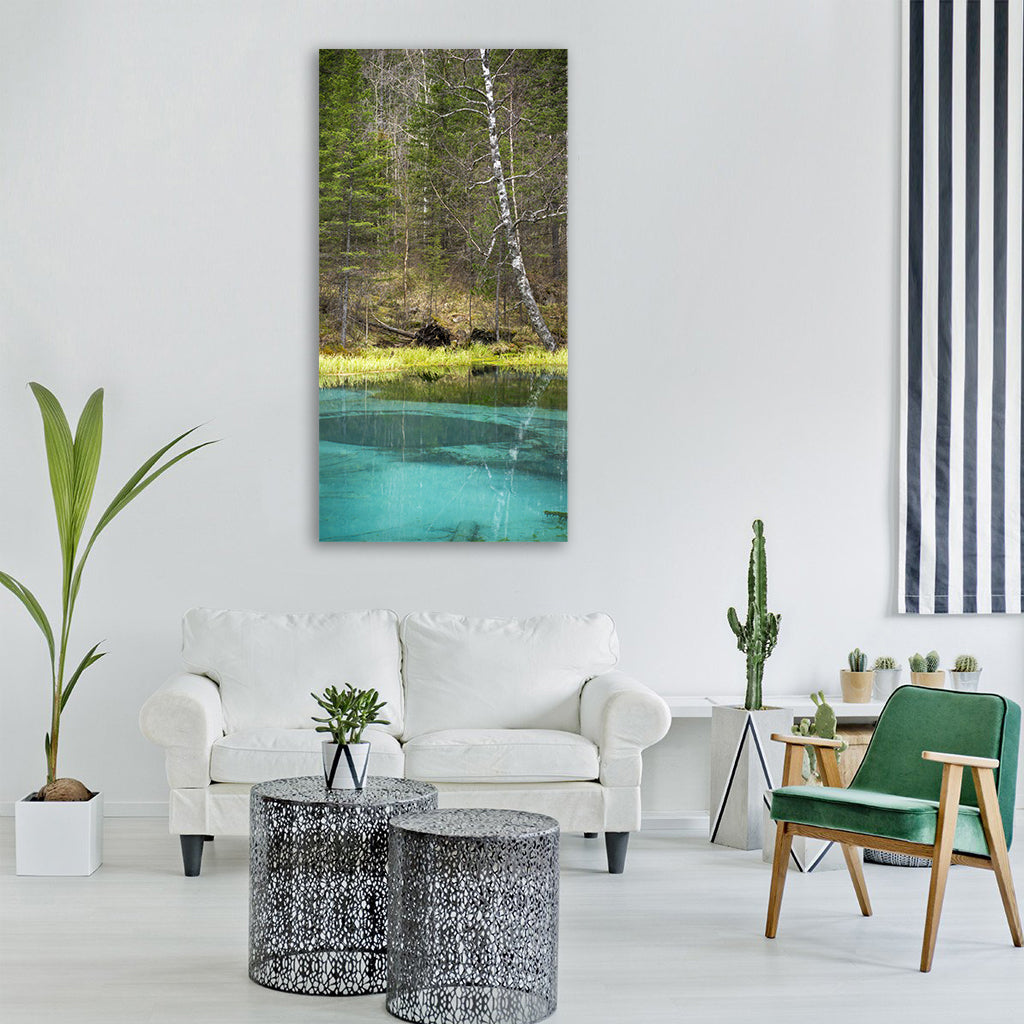nature lake spring lake altai Vertical Canvas Wall Art