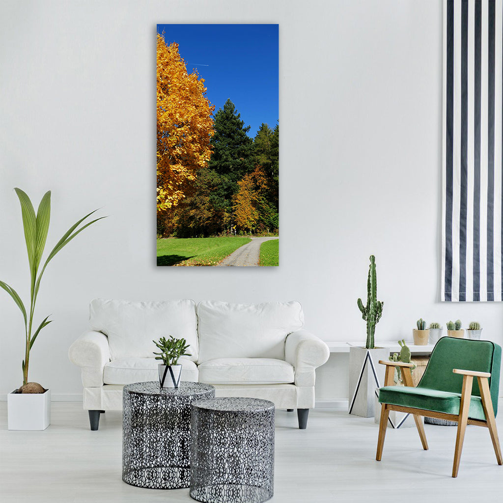 nature tree autumn away Vertical Canvas Wall Art