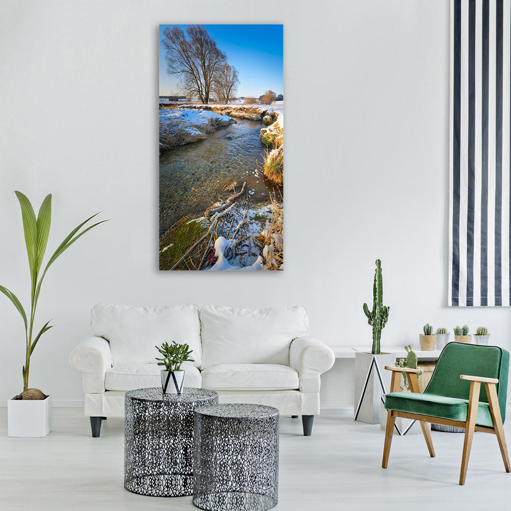 nature tree snow winter waters Vertical Canvas Wall Art