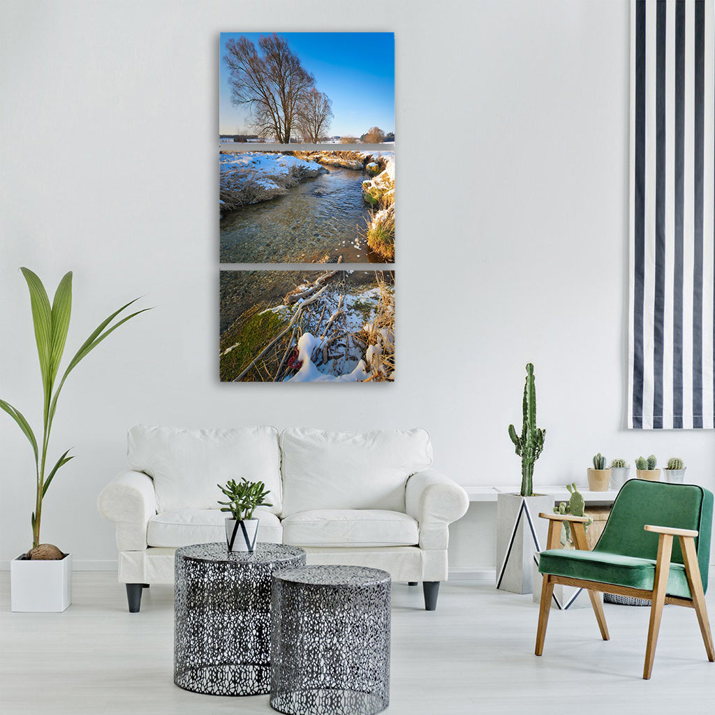 nature tree snow winter waters Vertical Canvas Wall Art