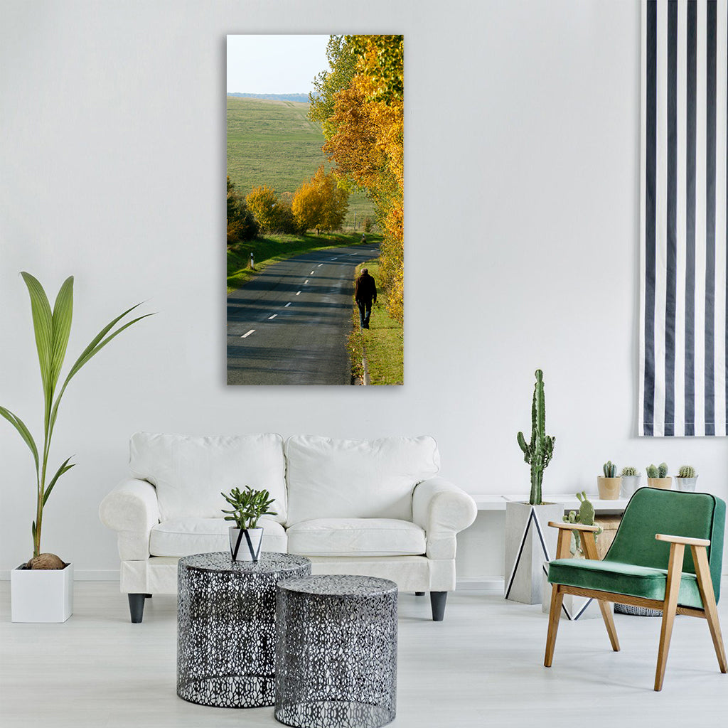 nature tree road grass Vertical Canvas Wall Art