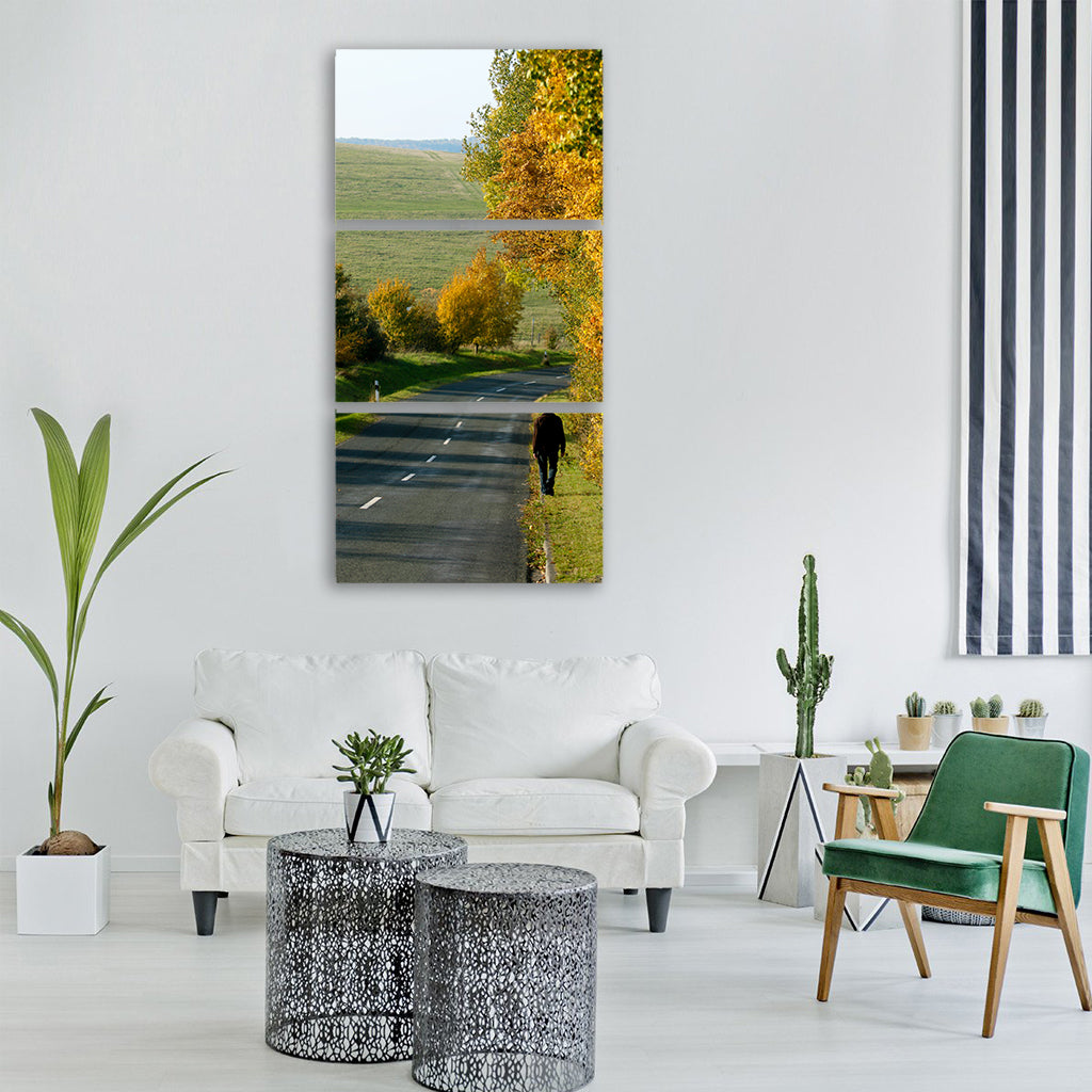 nature tree road grass Vertical Canvas Wall Art