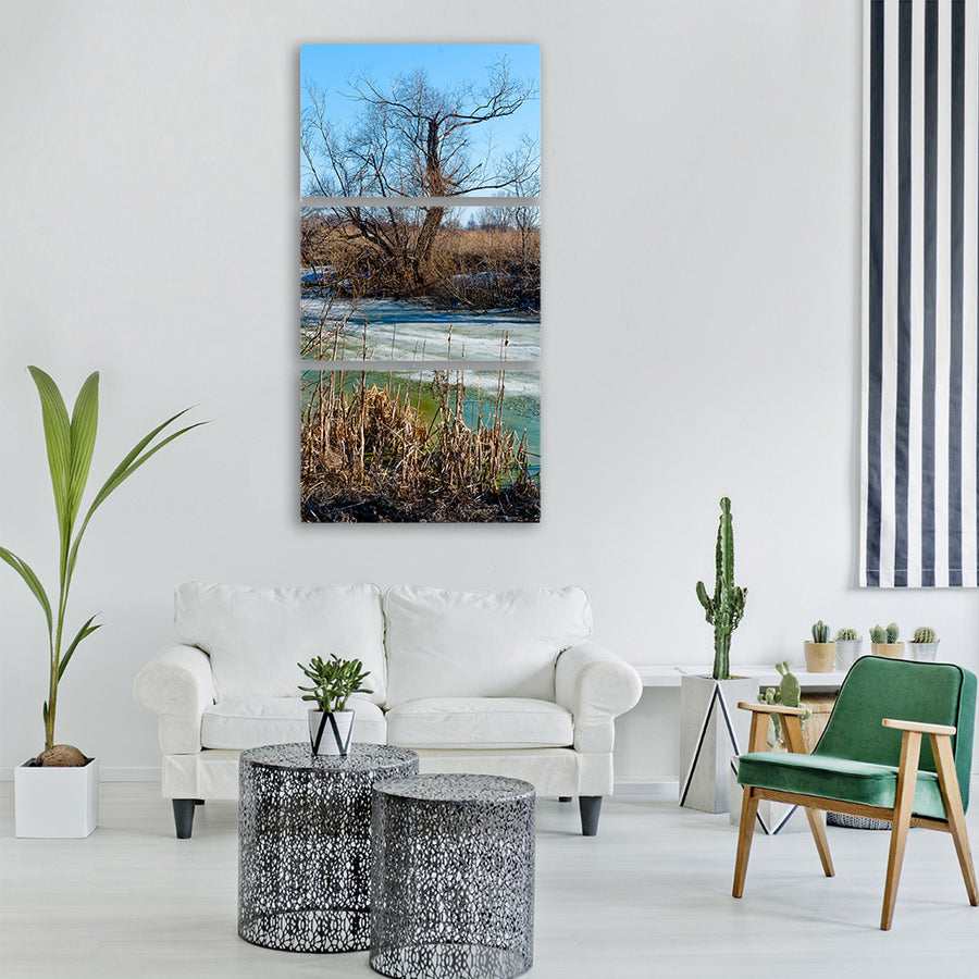 nature swamp siberia tree water Vertical Canvas Wall Art
