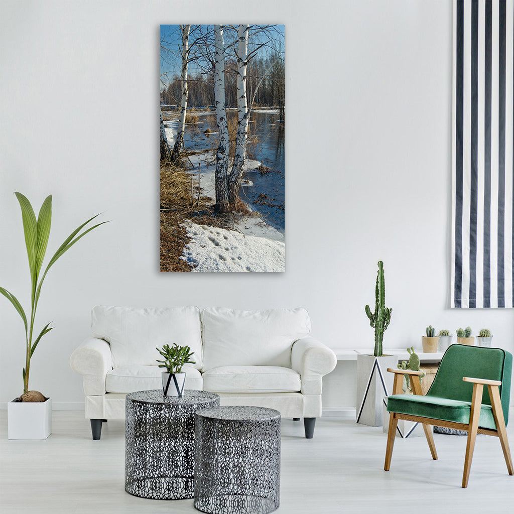nature snowsky spring siberia Vertical Canvas Wall Art