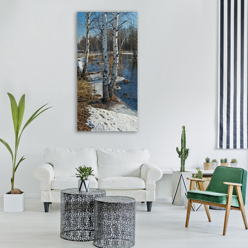 nature snow sky spring siberia Vertical Canvas Wall Art