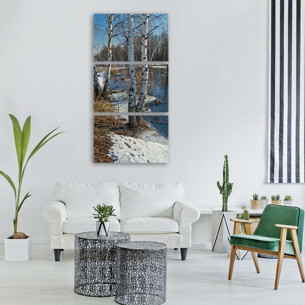 nature snowsky spring siberia Vertical Canvas Wall Art