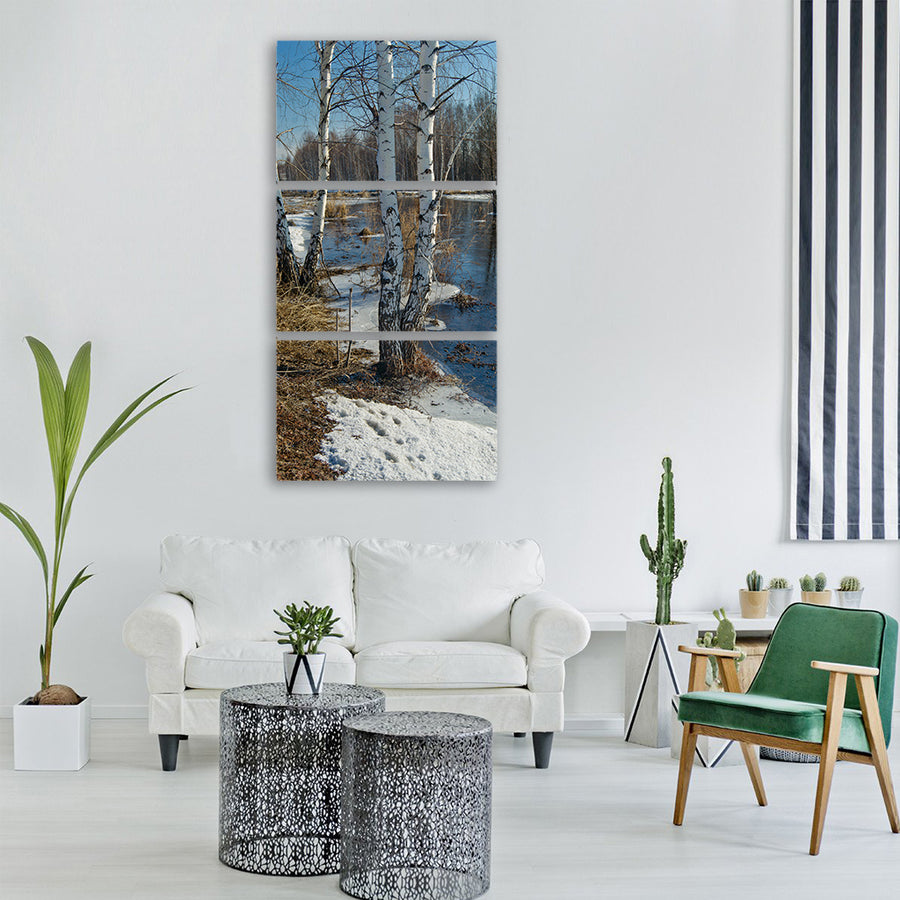 nature snowsky spring siberia Vertical Canvas Wall Art
