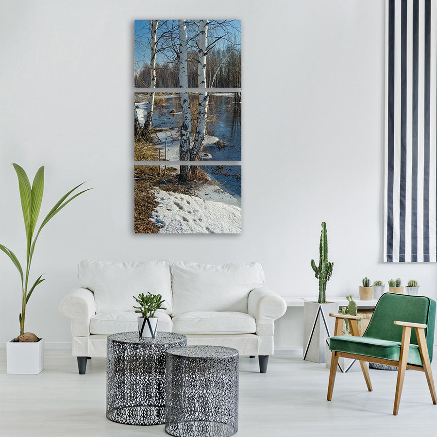 nature snow sky spring siberia Vertical Canvas Wall Art