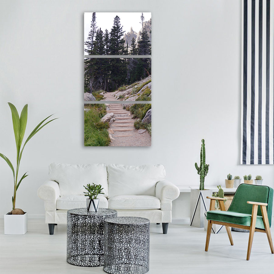 nature america tree rock lake Vertical Canvas Wall Art