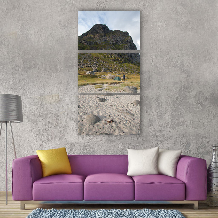 Norway lofoten islands beach Vertical Canvas Wall Art