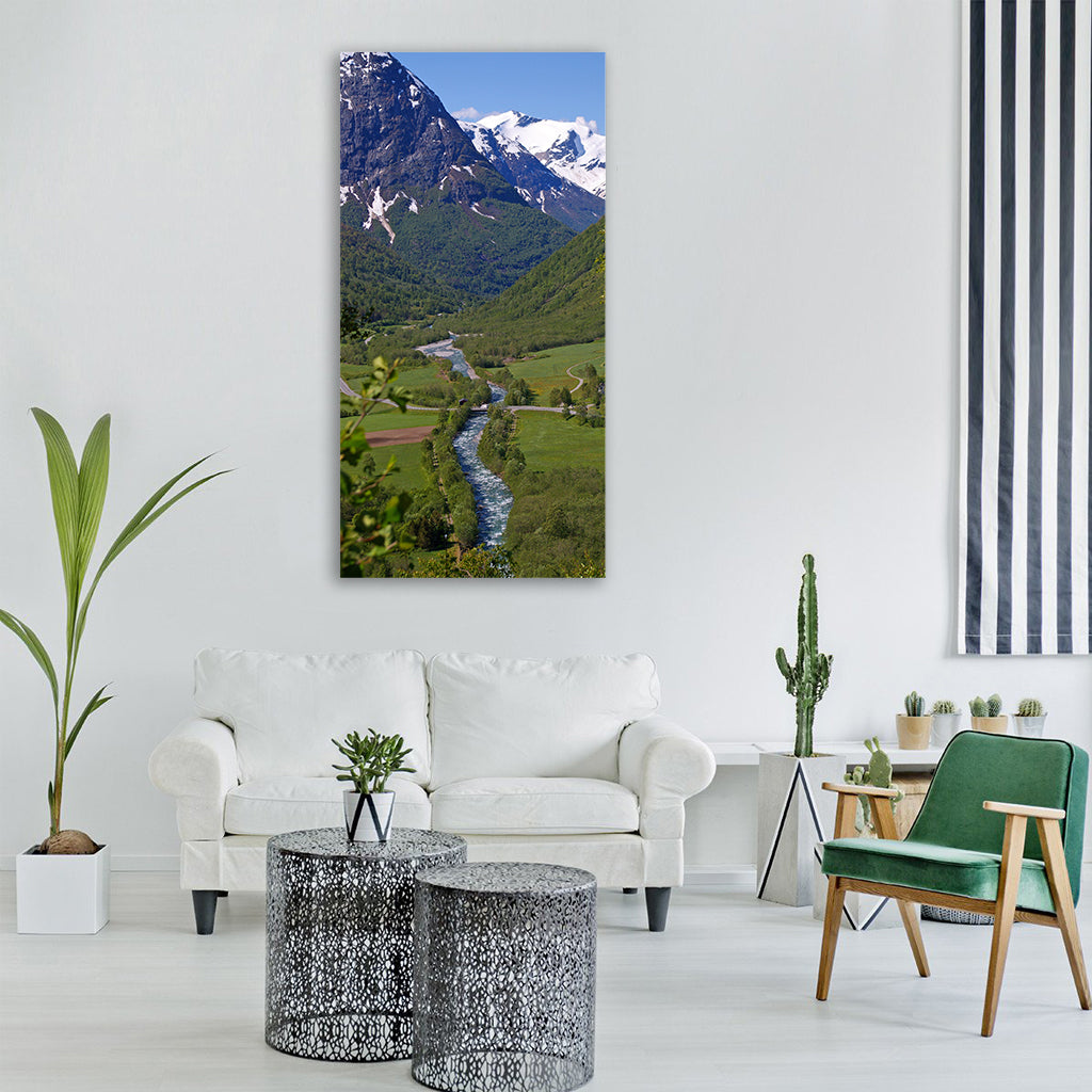 norway fjordlandschaft river Vertical Canvas Wall Art