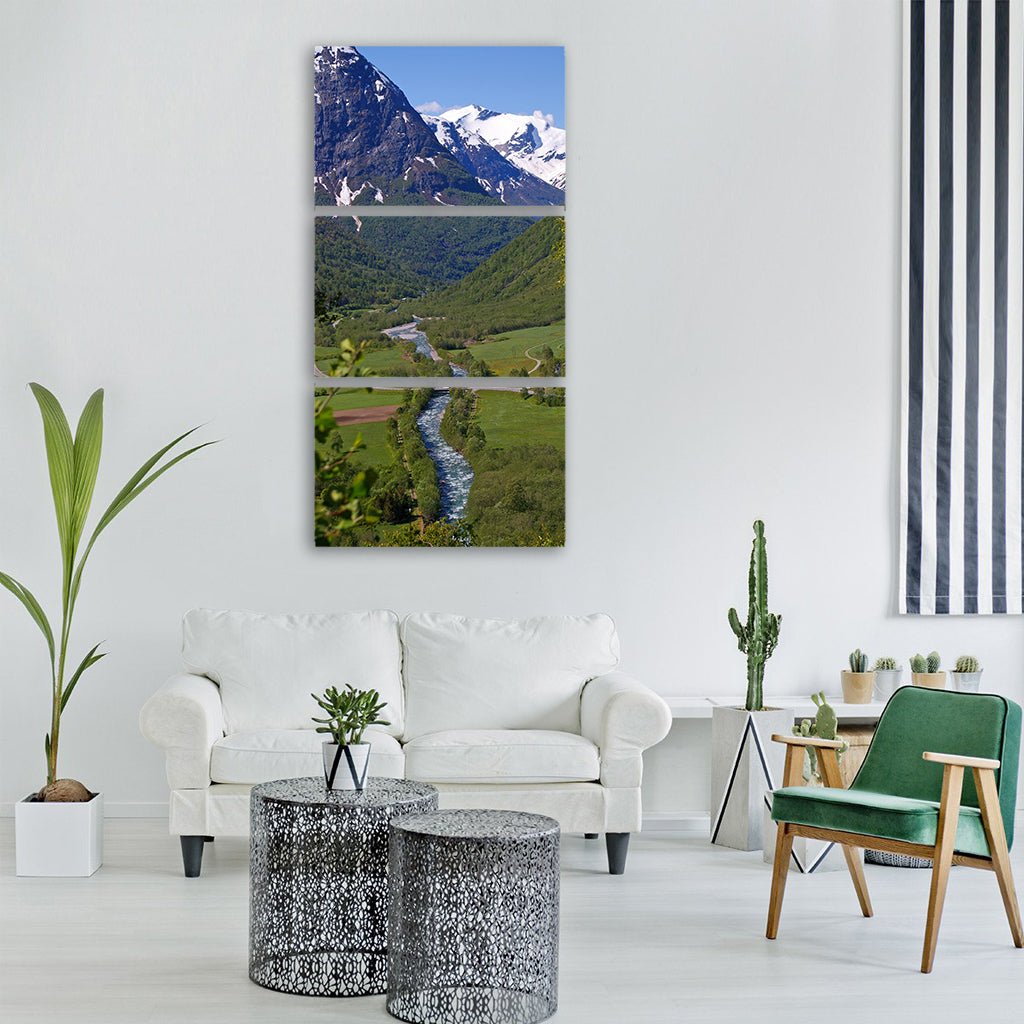 norway fjordlandschaft river Vertical Canvas Wall Art