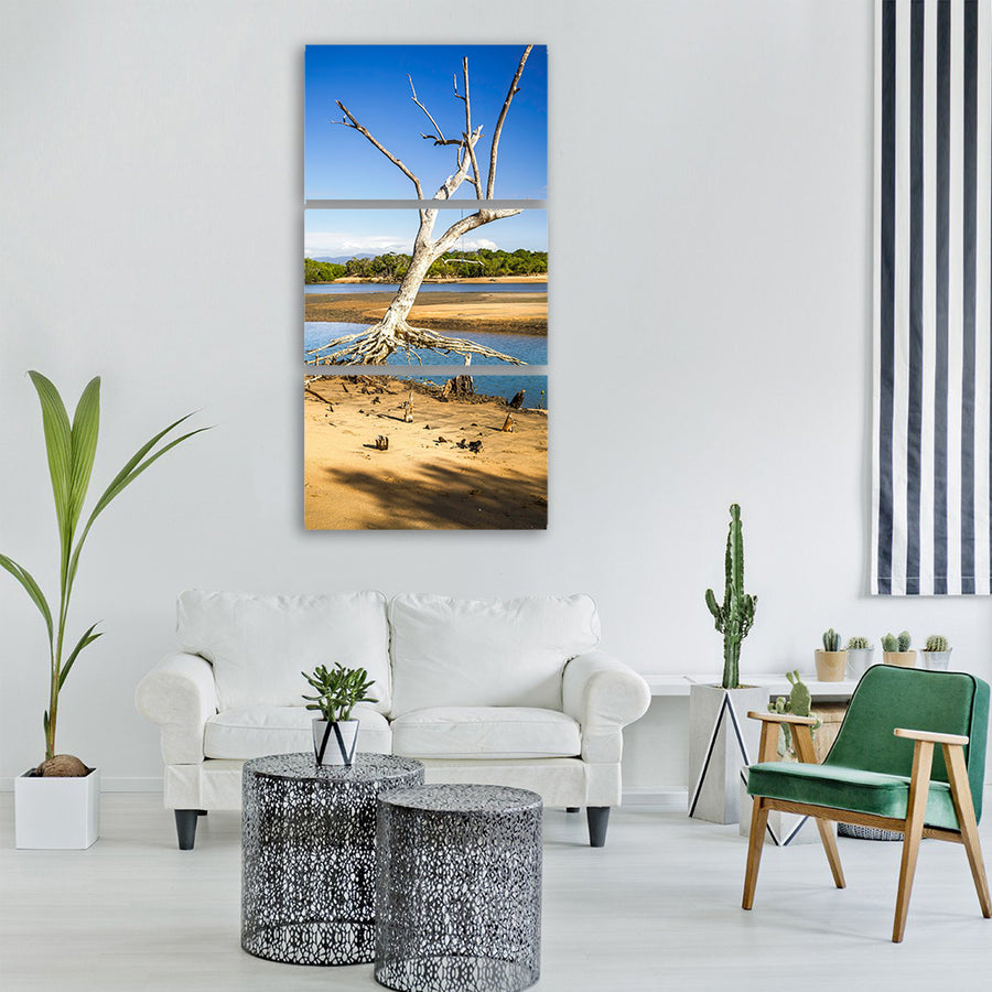 one tree mangrove area rope swing Vertical Canvas Wall Art