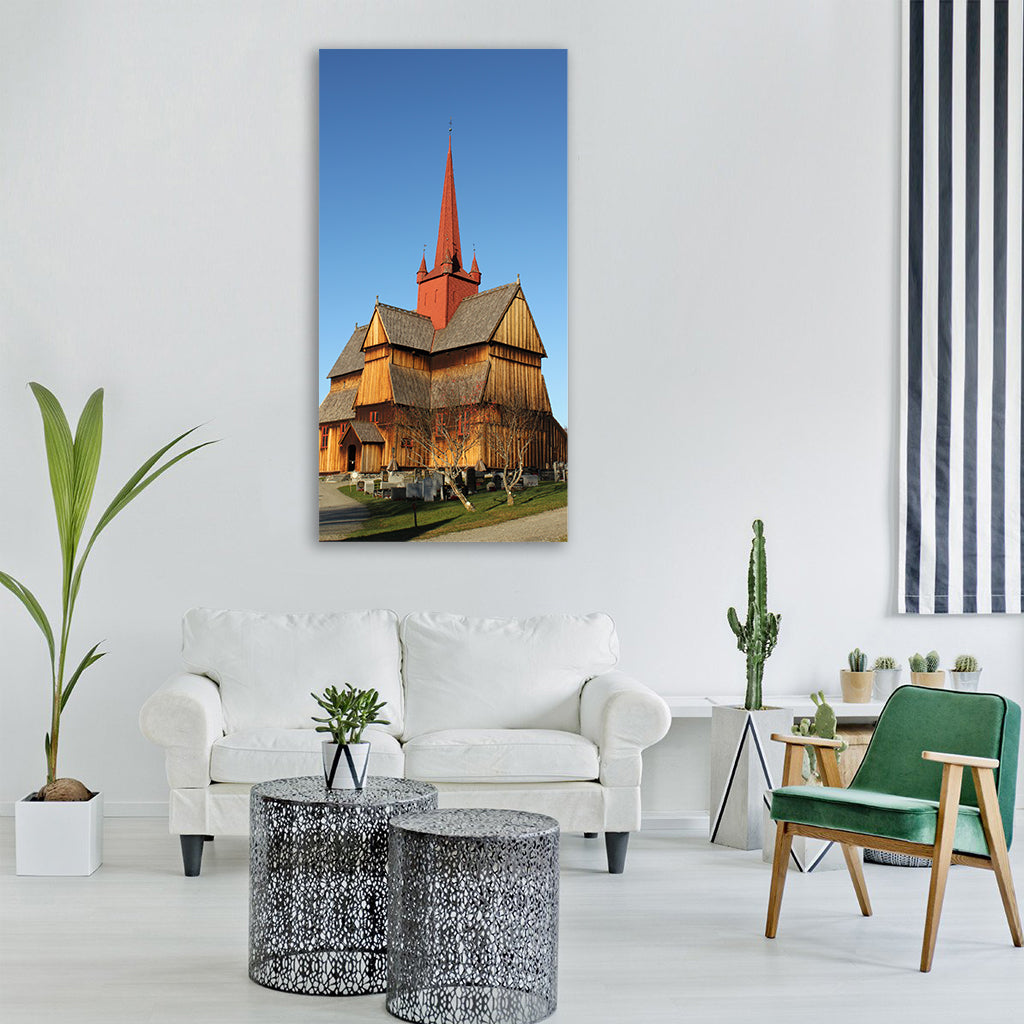 oppland norway church cemetery Vertical Canvas Wall Art