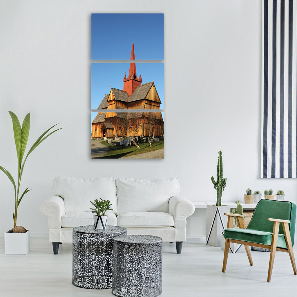 oppland norway church cemetery Vertical Canvas Wall Art