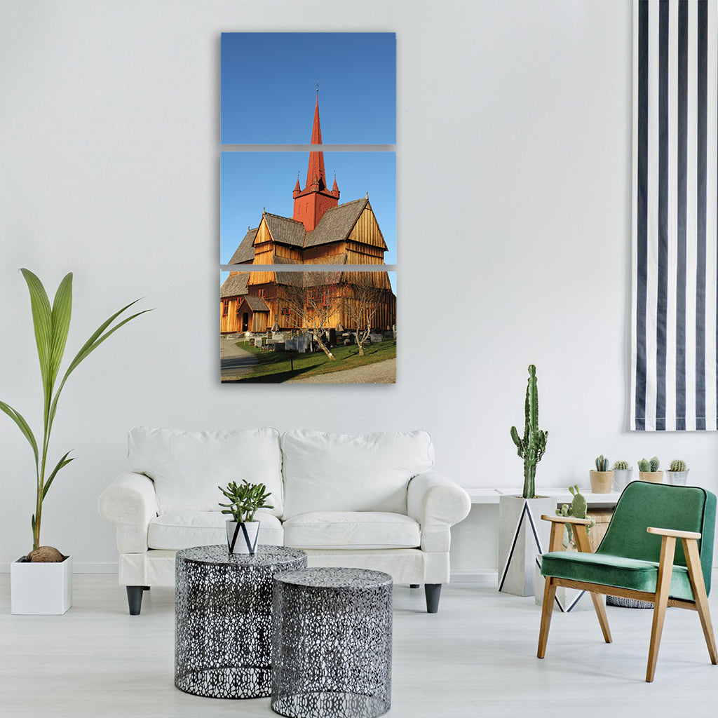oppland norway church cemetery Vertical Canvas Wall Art