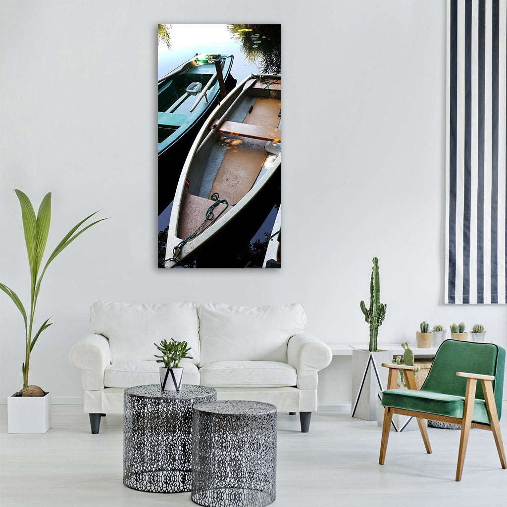 paddle boat lake boat water sport Vertical Canvas Wall Art