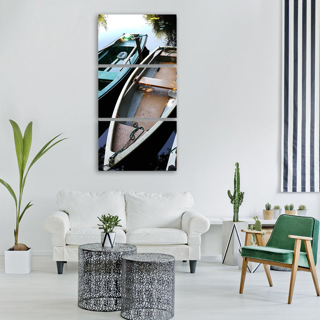paddle boat lake boat water sport Vertical Canvas Wall Art