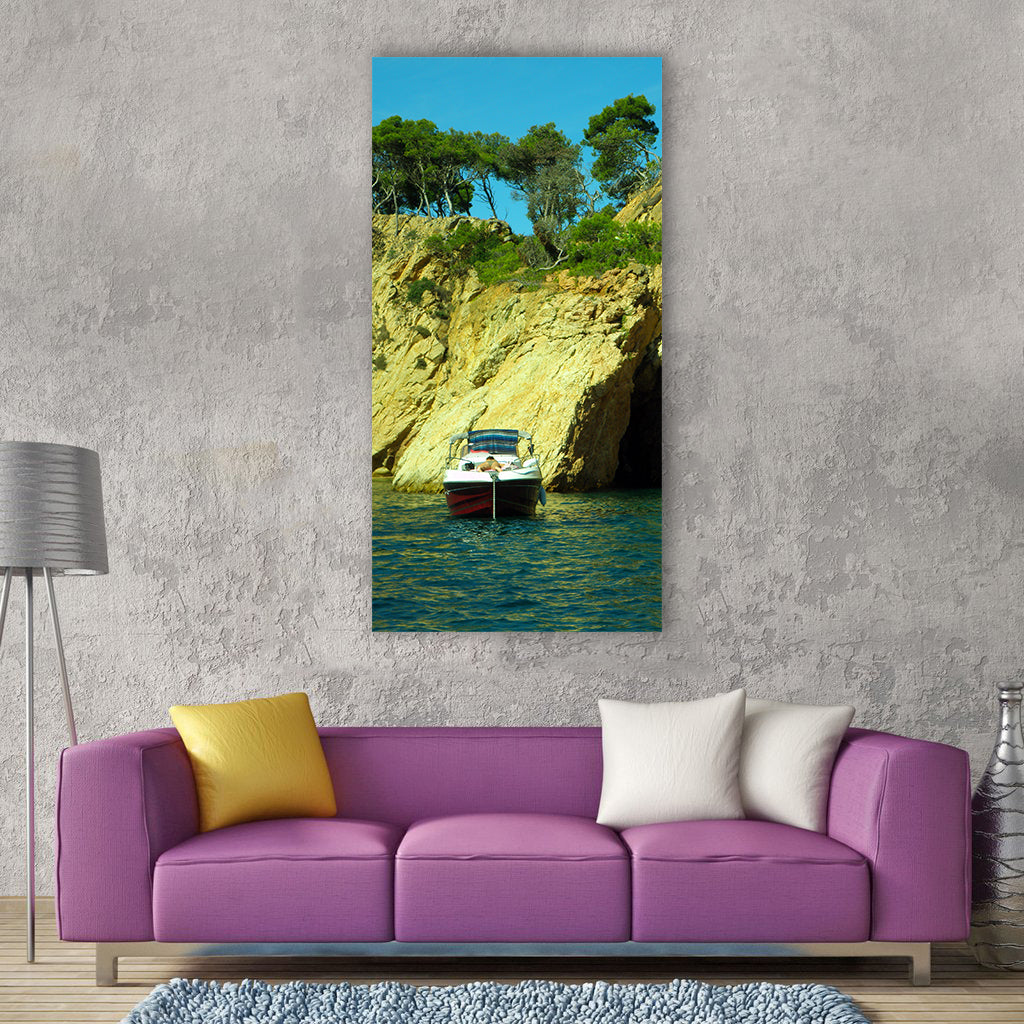 Palamós empordà cliff holes cave Vertical Canvas Wall Art