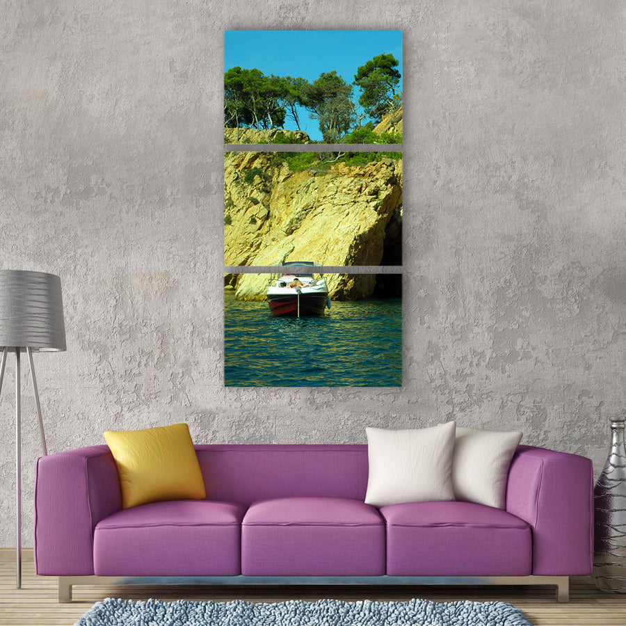 Palamós empordà cliff holes cave Vertical Canvas Wall Art