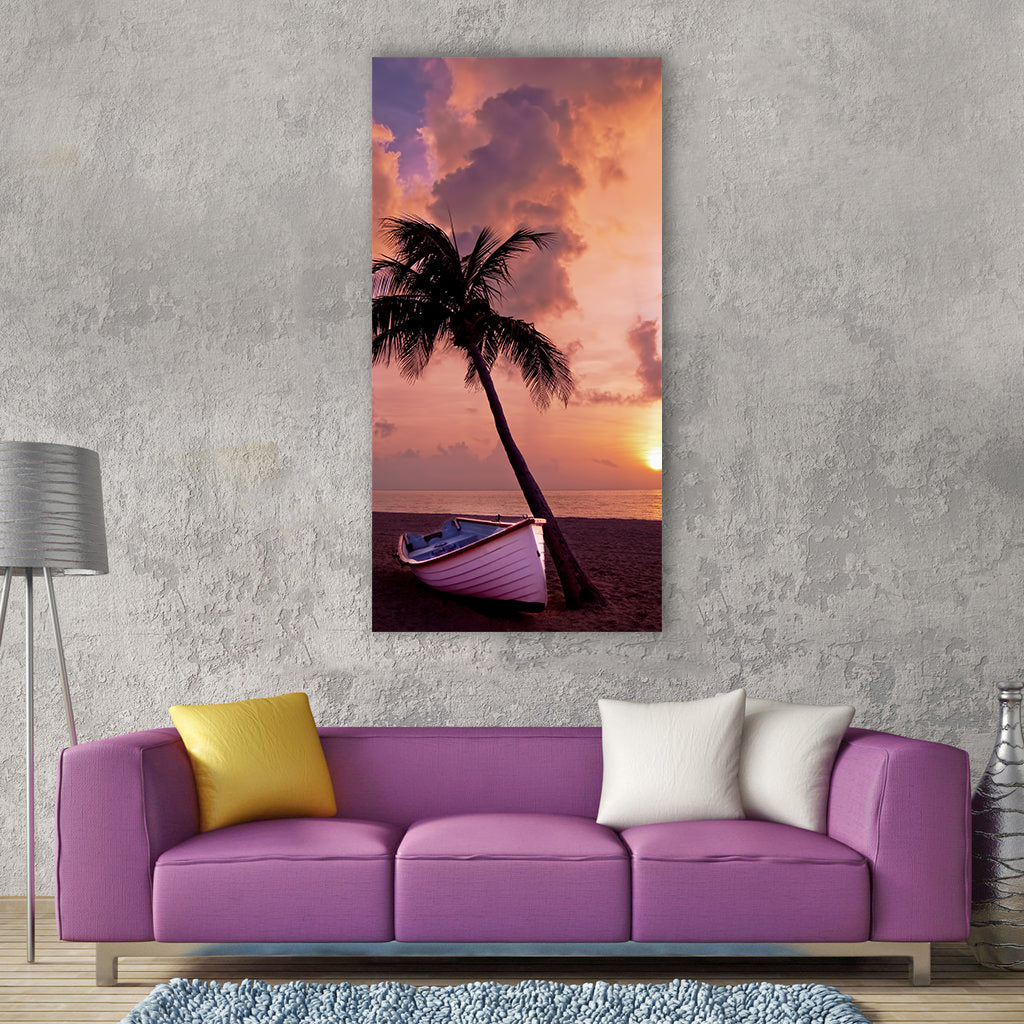 Palm tree palm ocean summer Vertical Canvas Wall Art