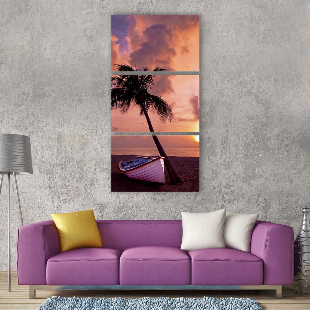 Palm tree palm ocean summer Vertical Canvas Wall Art