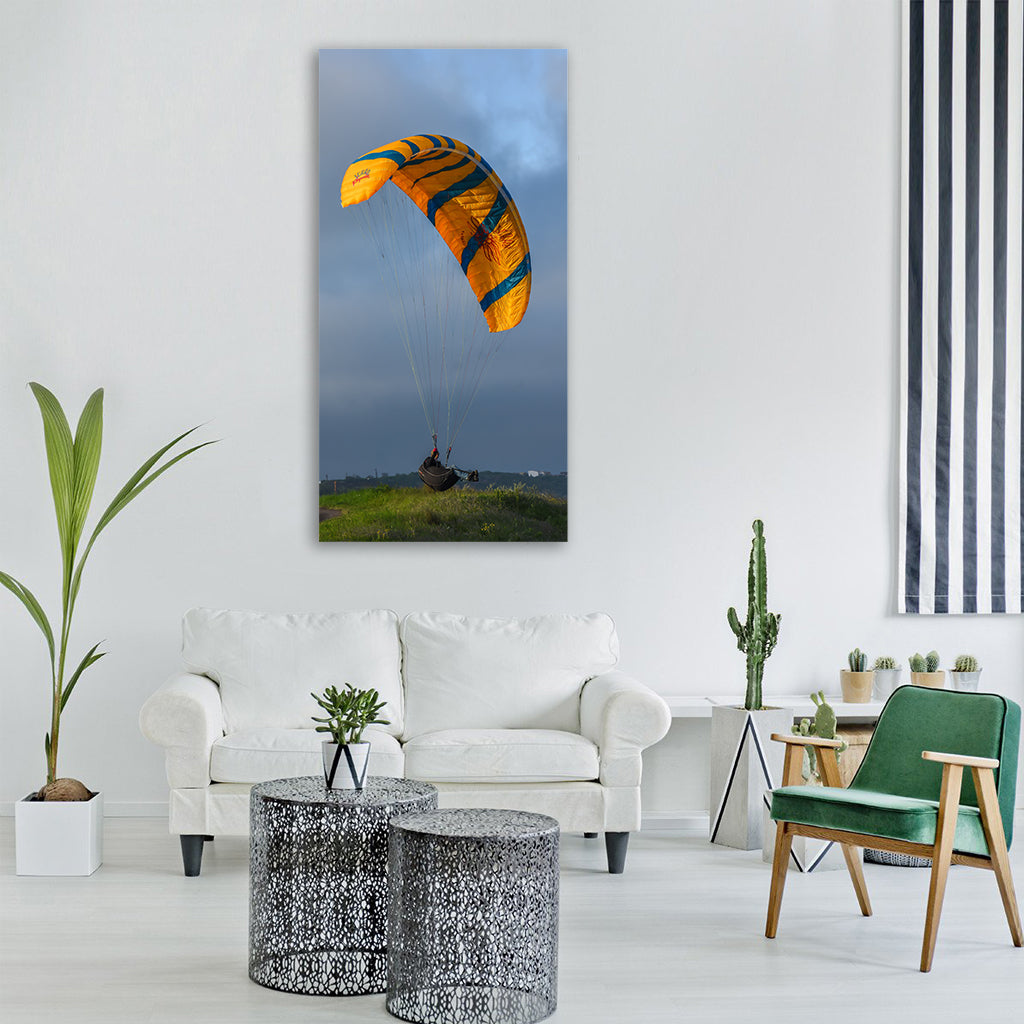 parachute sky air flying adventure Vertical Canvas Wall Art