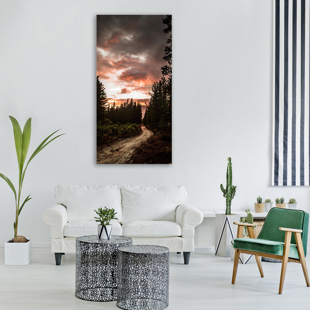 path road nature trees plant dark Vertical Canvas Wall Art