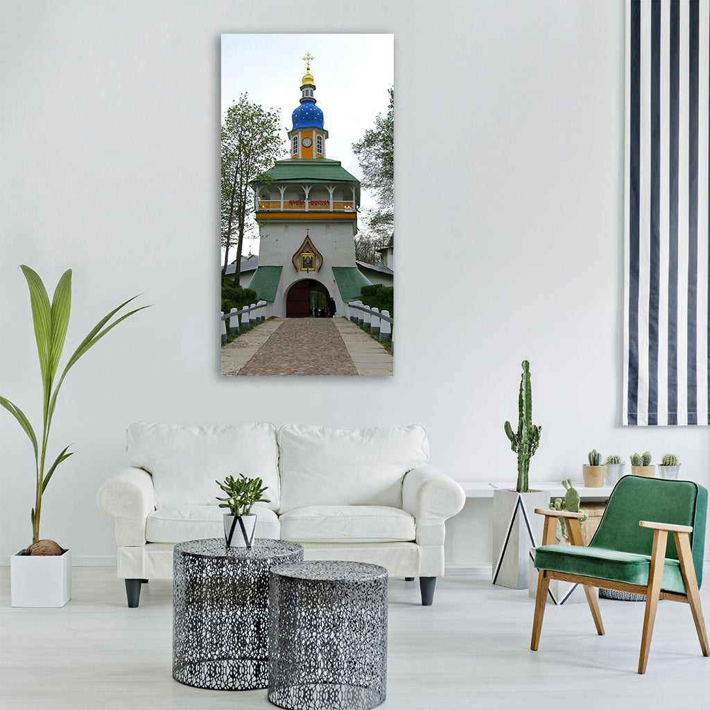 pechory russia monastery church Vertical Canvas Wall Art