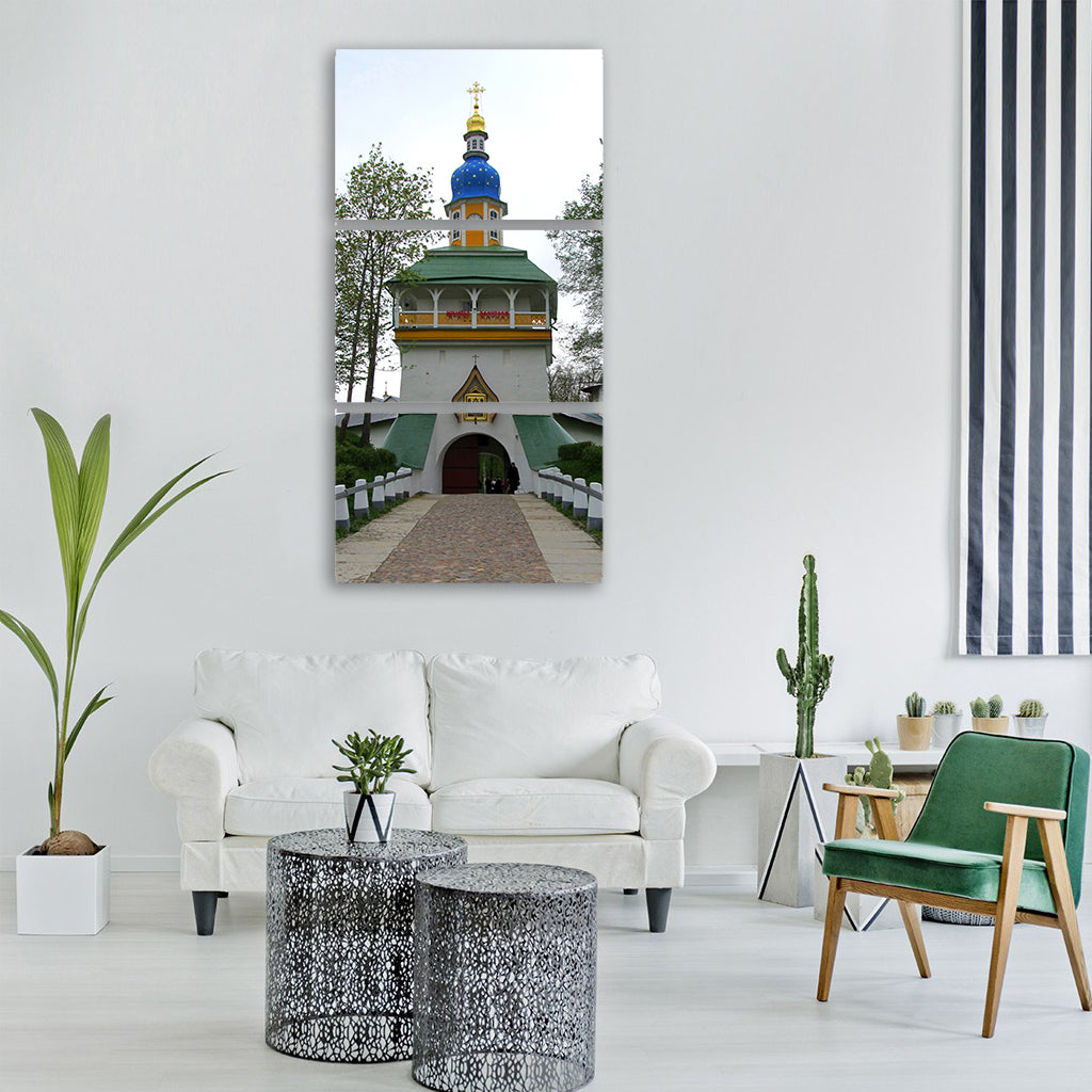 pechory russia monastery church Vertical Canvas Wall Art