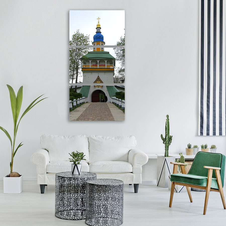 pechory russia monastery church Vertical Canvas Wall Art