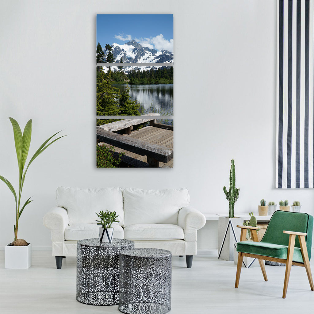 picture lake mountain reflection Vertical Canvas Wall Art