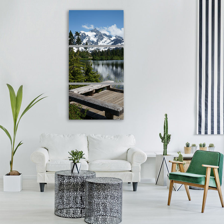 picture lake mountain reflection Vertical Canvas Wall Art
