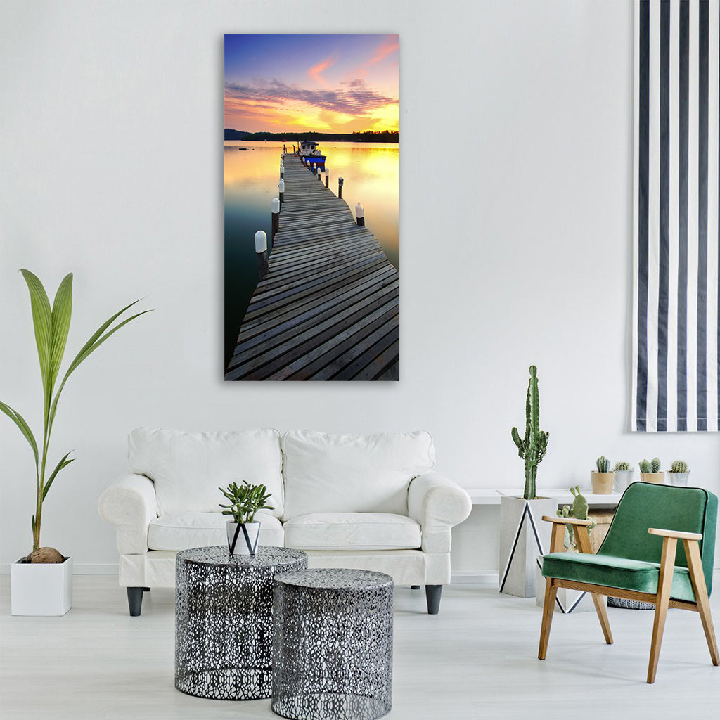 platform sea ocean bridge sky Vertical Canvas Wall Art