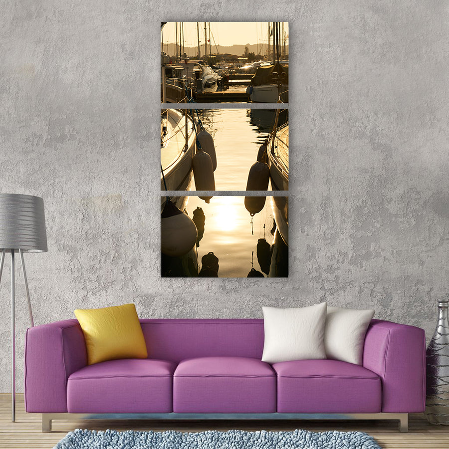 Port marina boat sailboat summer Vertical Canvas Wall Art