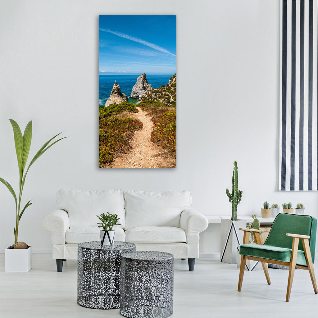 portugal sintra ocean sea nature Vertical Canvas Wall Art