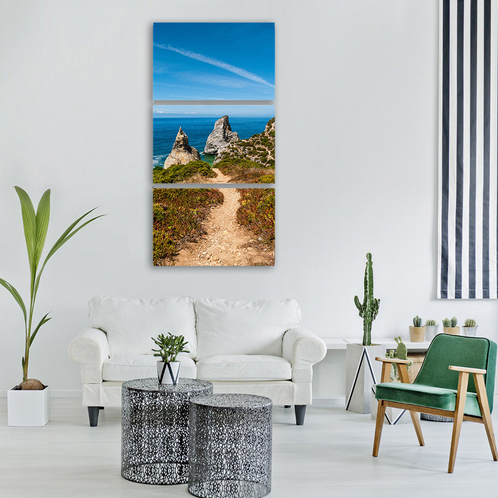 portugal sintra ocean sea nature Vertical Canvas Wall Art