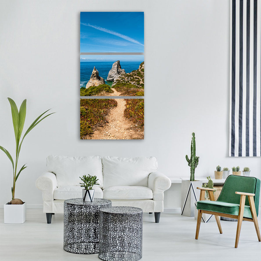 portugal sintra ocean sea nature Vertical Canvas Wall Art
