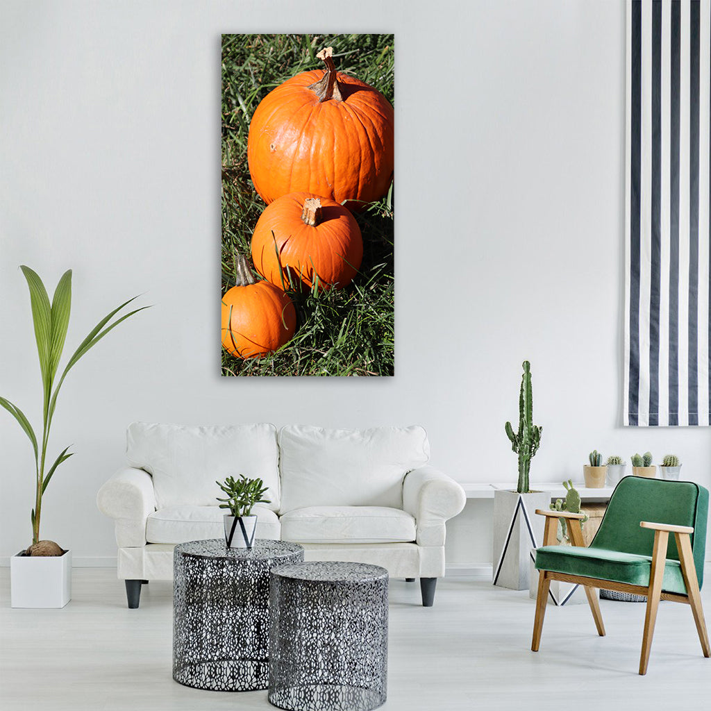 pumpkins fall autumn orange Vertical Canvas Wall Art