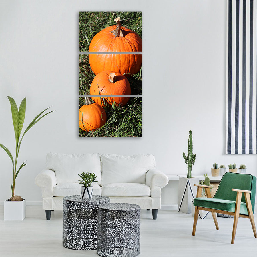 pumpkins fall autumn orange Vertical Canvas Wall Art