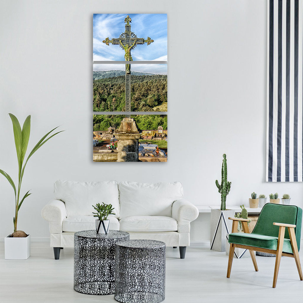 puy de dome france cross Vertical Canvas Wall Art