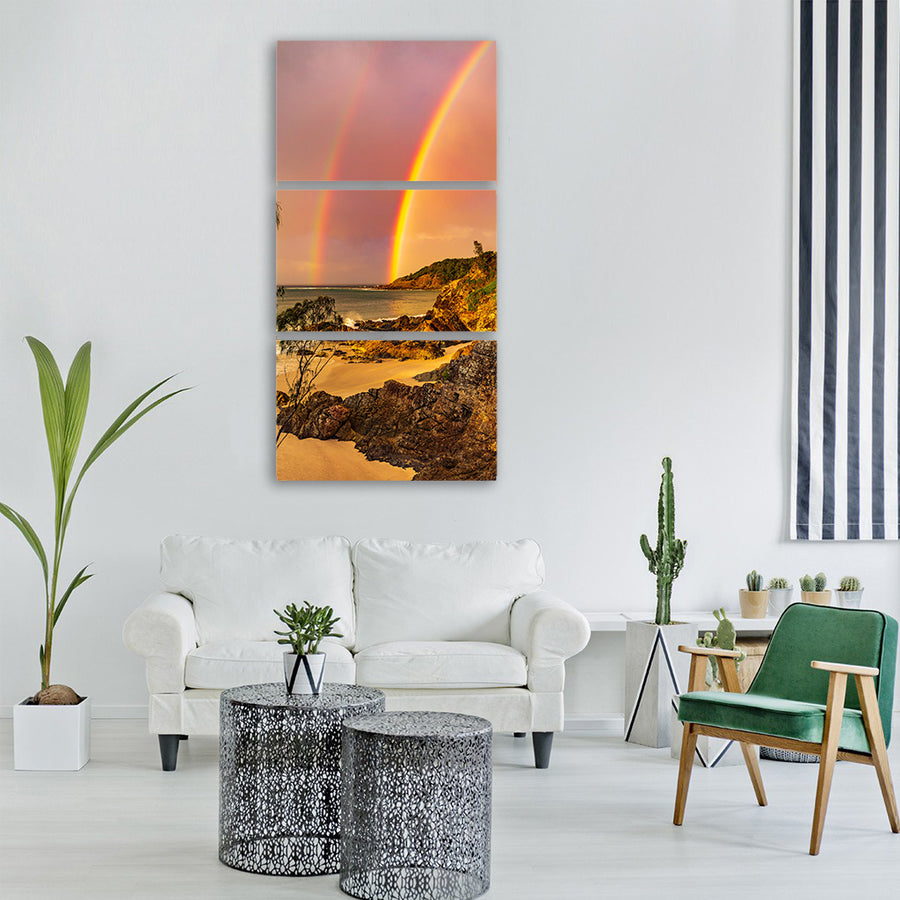 rainbow sunset landscape sky water Vertical Canvas Wall Art
