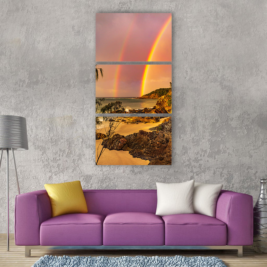 Rainbow sunset landscape sky water Vertical Canvas Wall Art